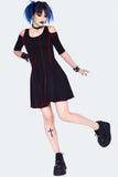 Jawbreaker Short dress 3/4 sleeves cold shoulder panneled Black