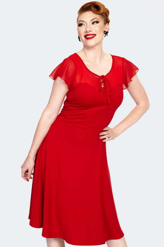 Victoria Red Flutter Sleeve Dress